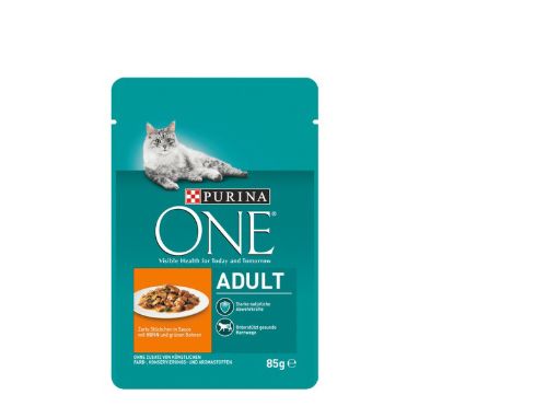 One Adult пауч за котки, пиле и зелен фасул