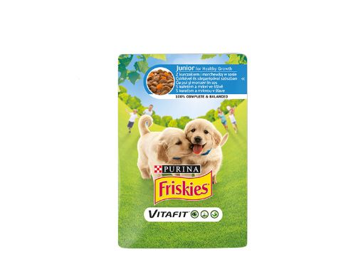 Friskies Junior пауч за кученца хапки в сос пиле и моркови