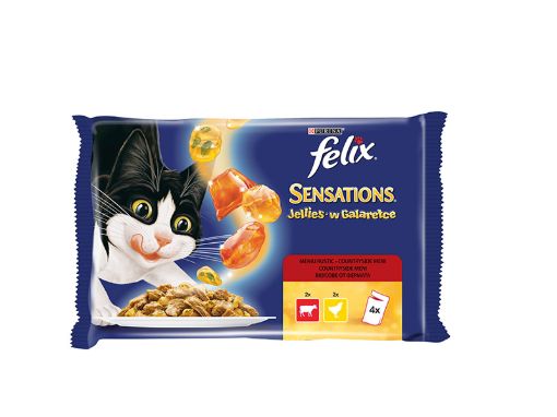 Felix Пауч за котки пиле и говеждо грил в желе