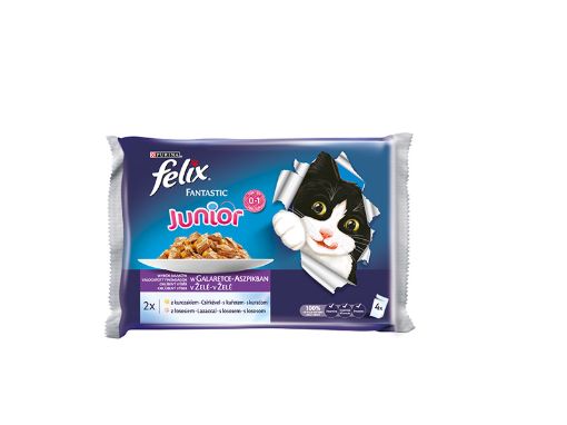 Felix Junior пауч за котенца мултиопаковка пиле грил в желе