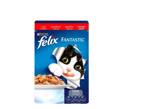 Felix пауч за котки телешко грил в желе