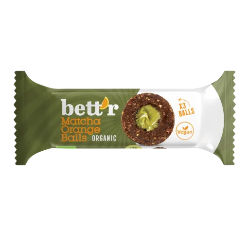 Био Плодови Топчета с Пълнеж Матча и Портокал (3x15g), Bett'r