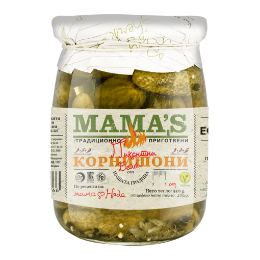 Мамас Бейби корнишони люти 550 г